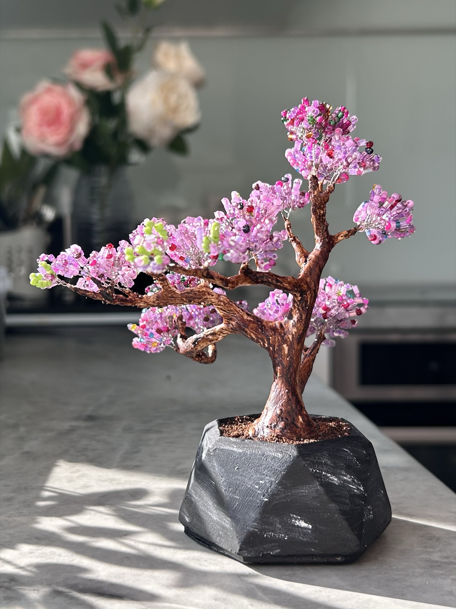 A finished beaded tree