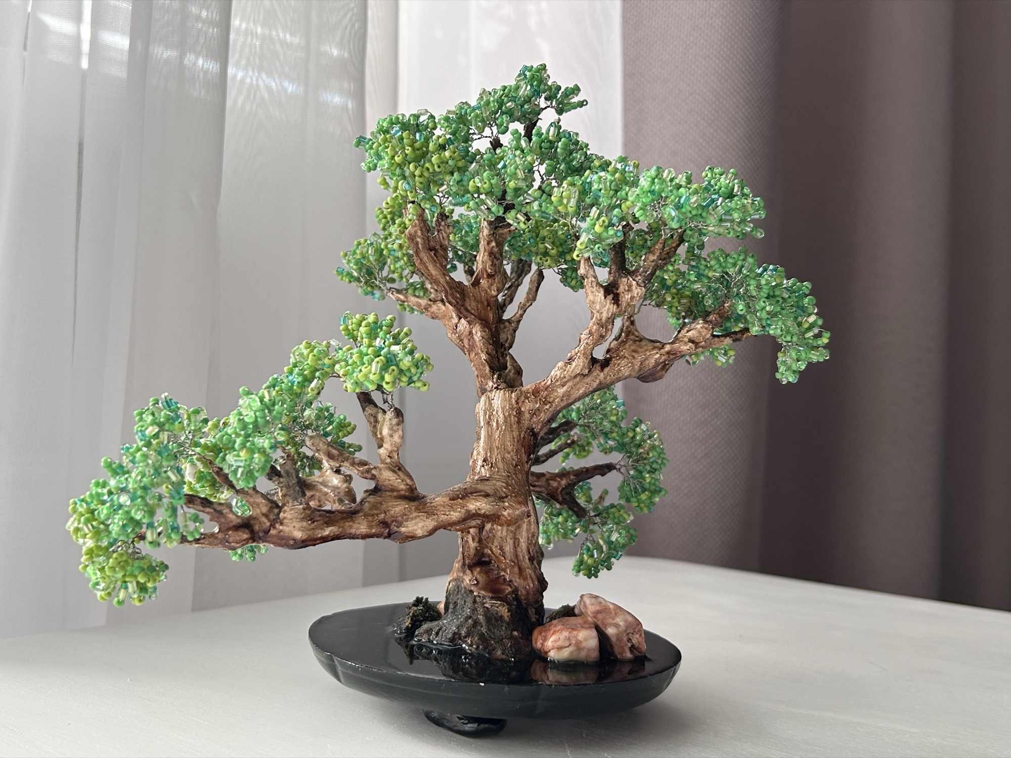 A finished beaded tree