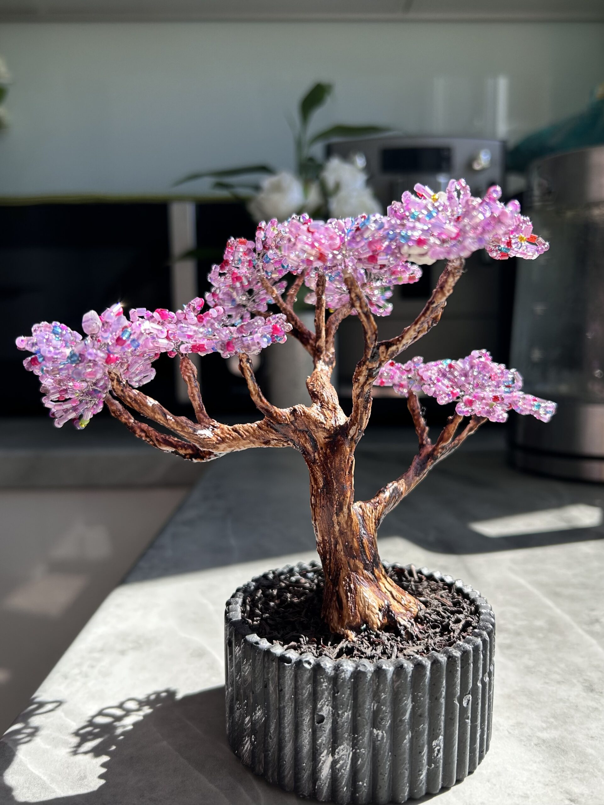Classic Beaded Bonsai • S • Amethyst Bloom
