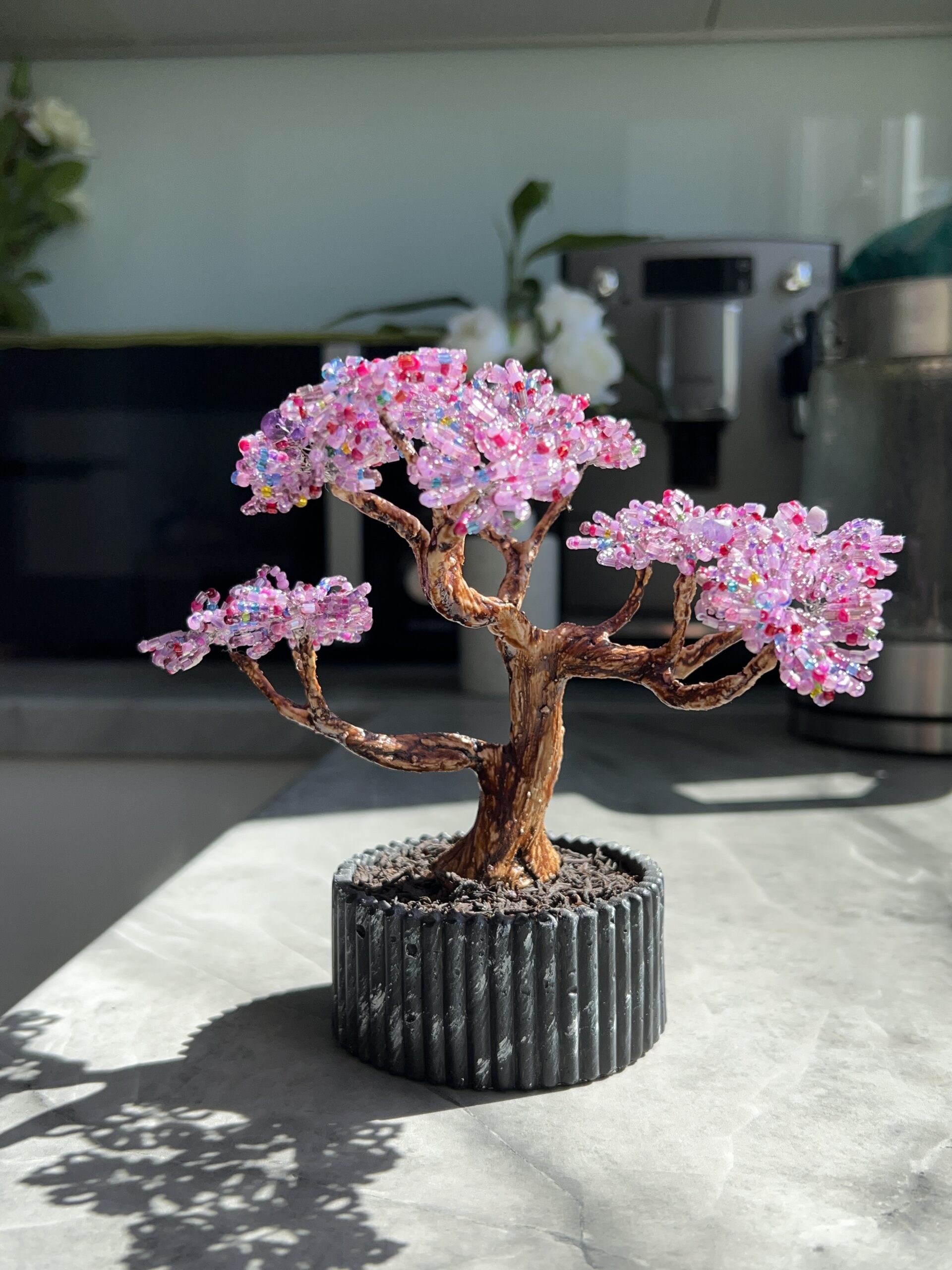 Classic Beaded Bonsai • S • Amethyst Bloom