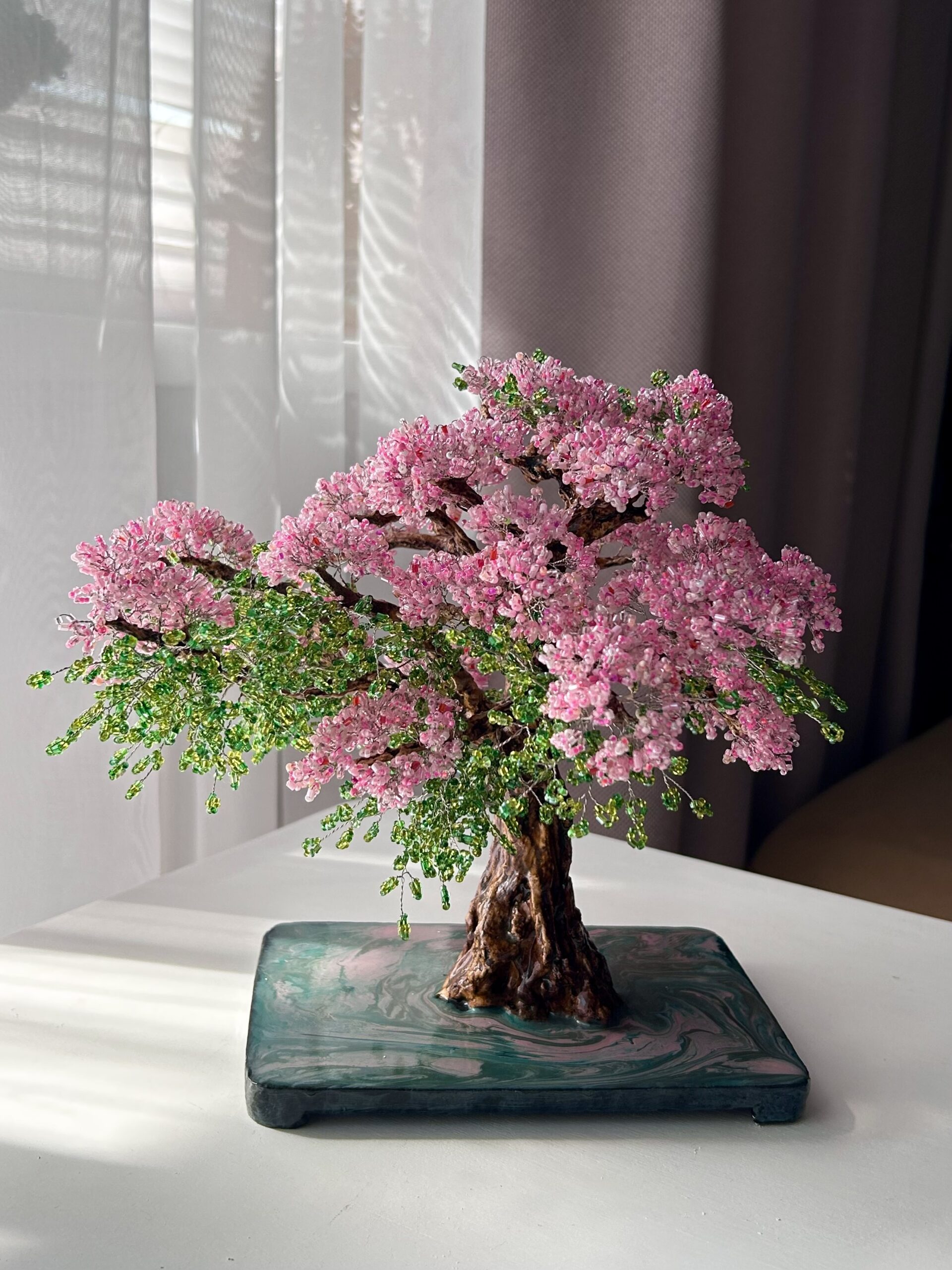 Cherry Blossom Beaded Tree • M • Blush & Emerald