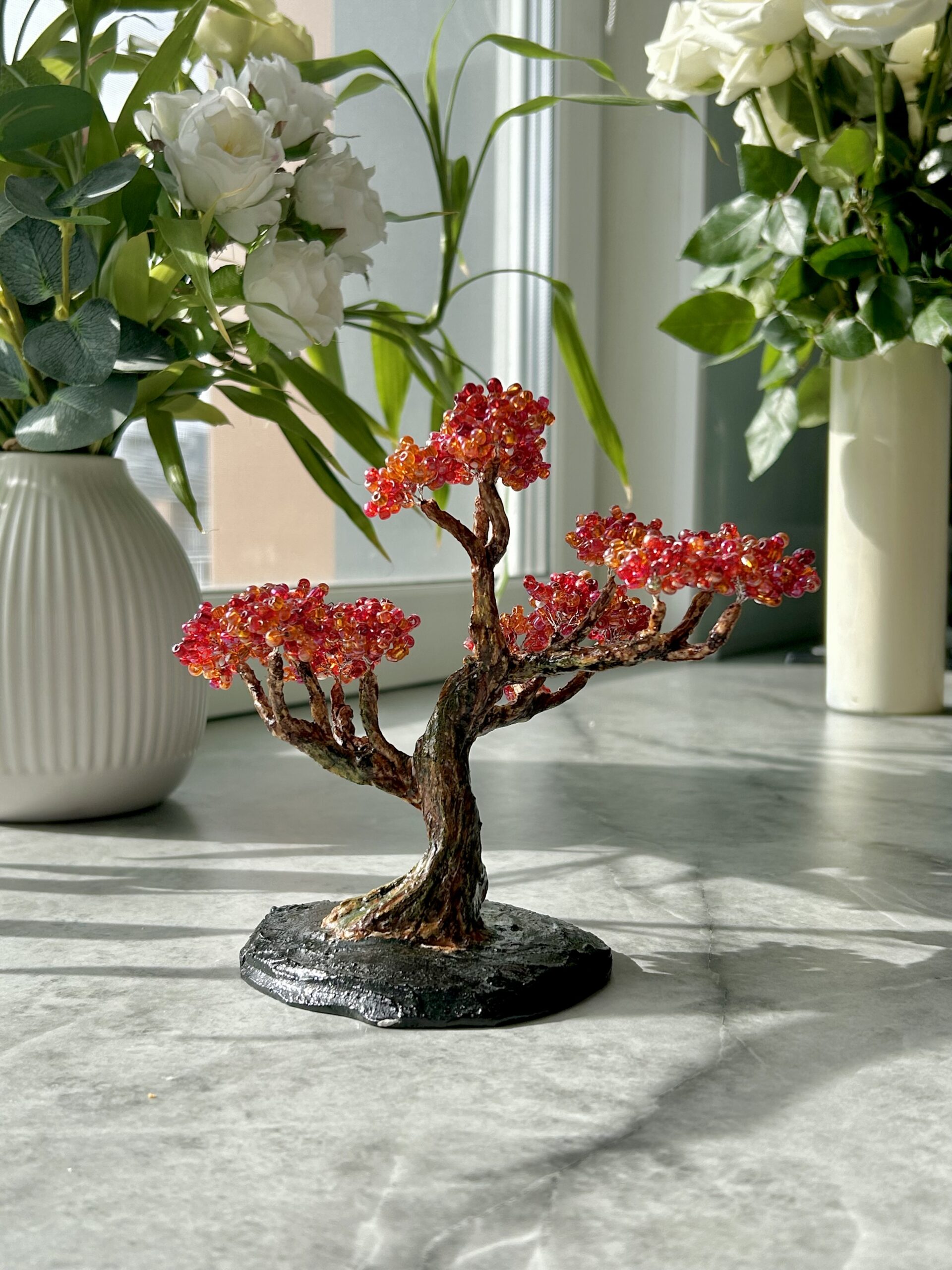 Classic Beaded Bonsai • S • Autumn Crimson