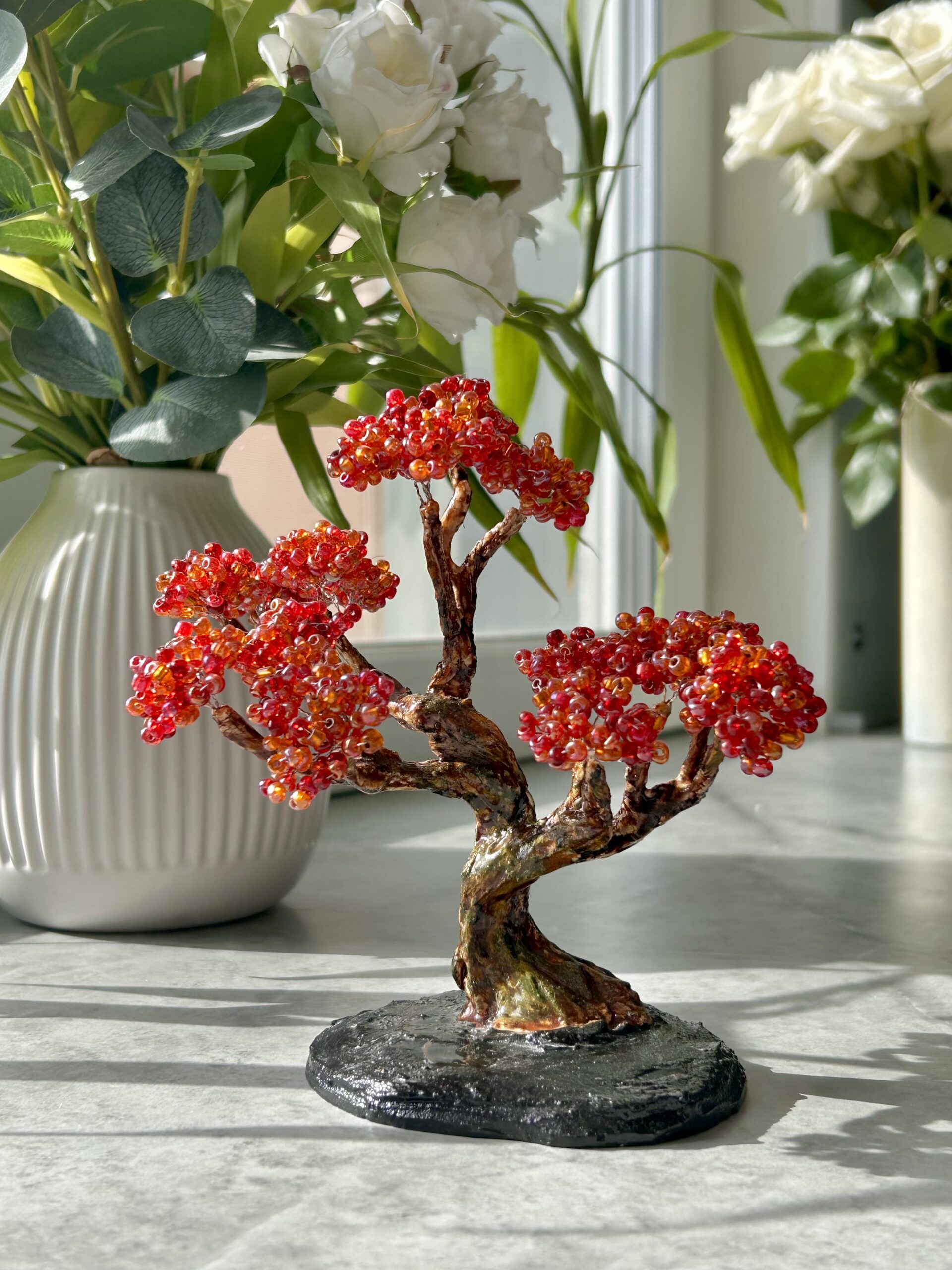 Classic Beaded Bonsai • S • Autumn Crimson