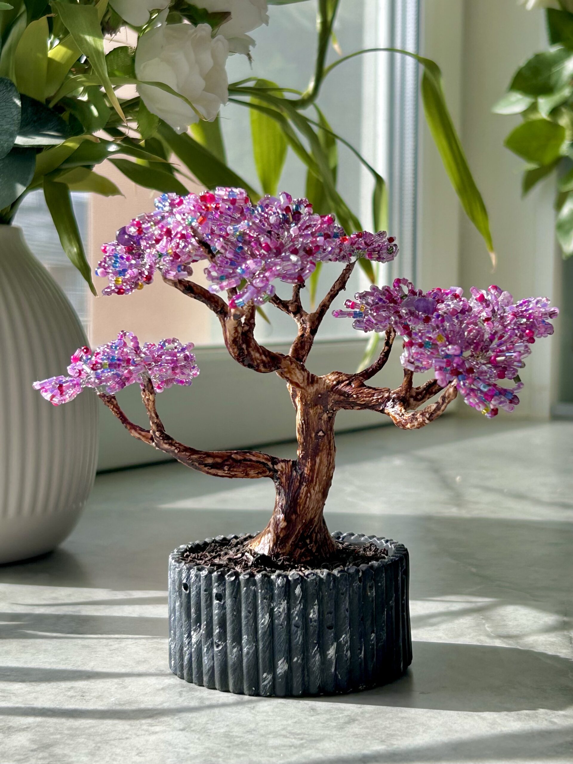 Classic Beaded Bonsai • S • Amethyst Bloom