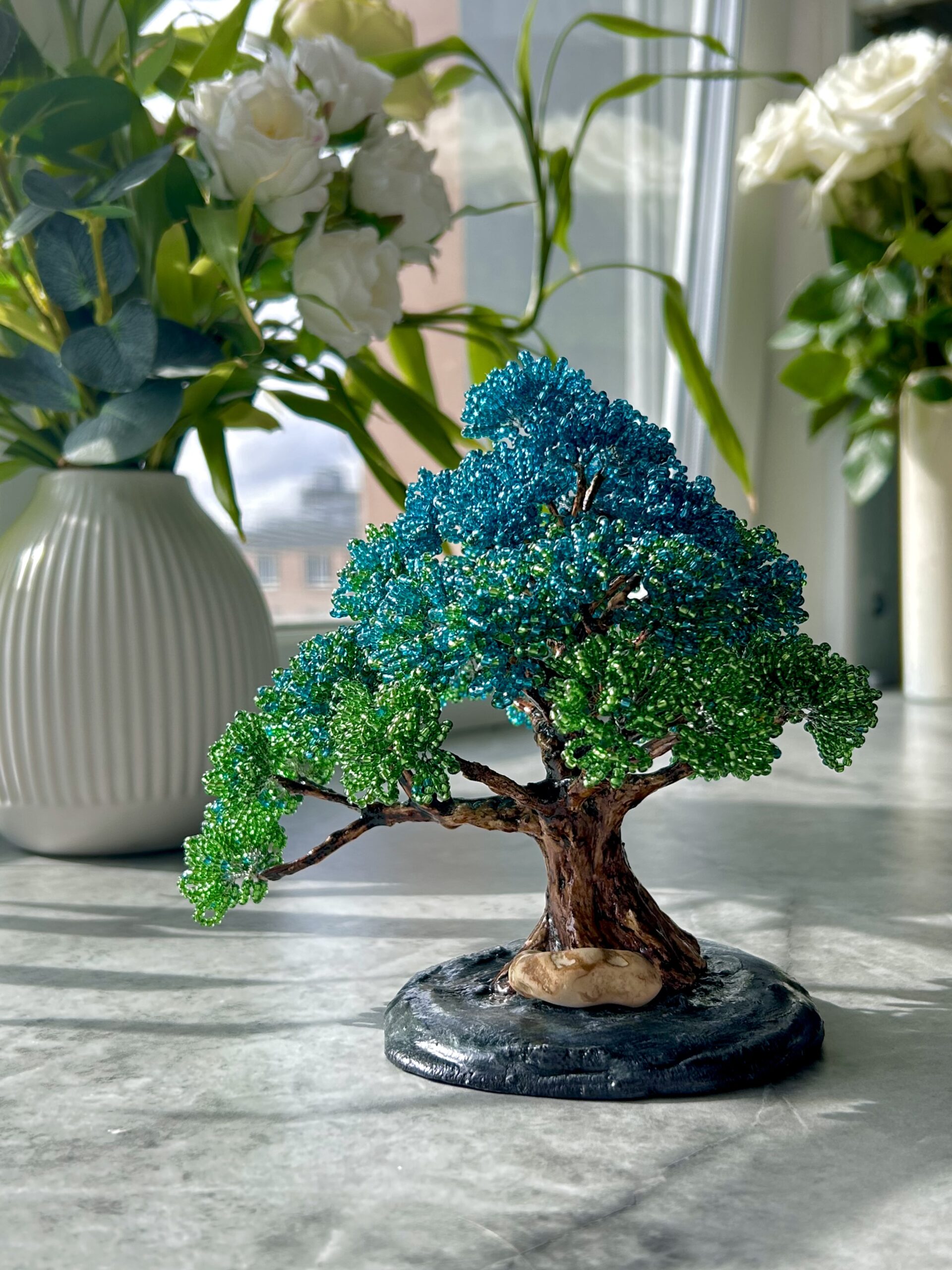 Classic Beaded Bonsai • S • Lagoon & Emerald