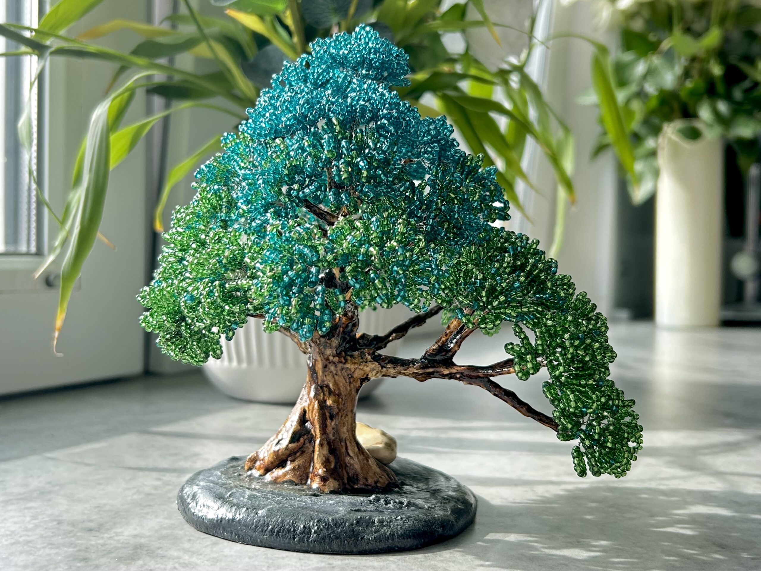 Classic Beaded Bonsai • S • Lagoon & Emerald
