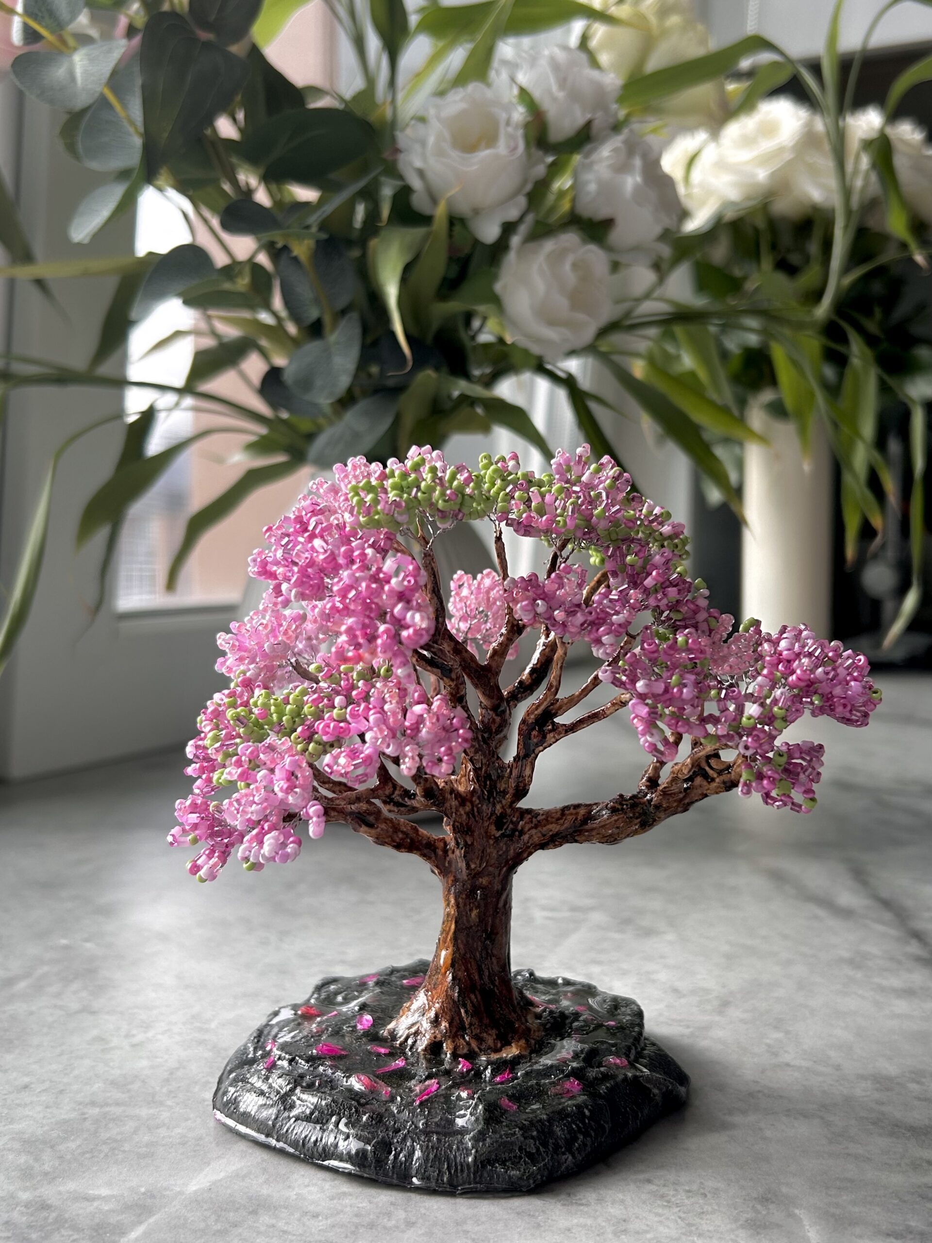 A finished beaded tree