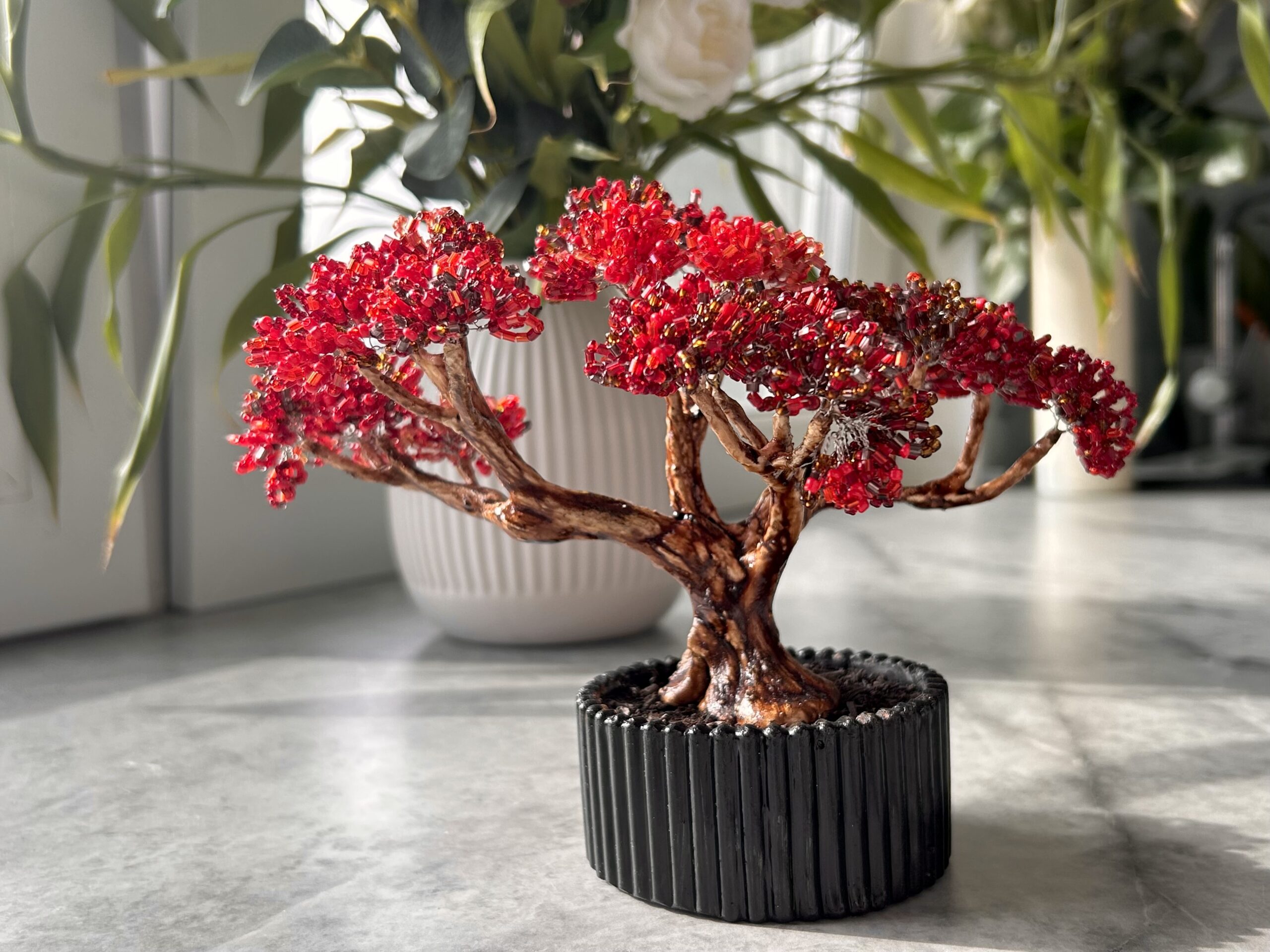 Classic Beaded Bonsai • S • Crimson