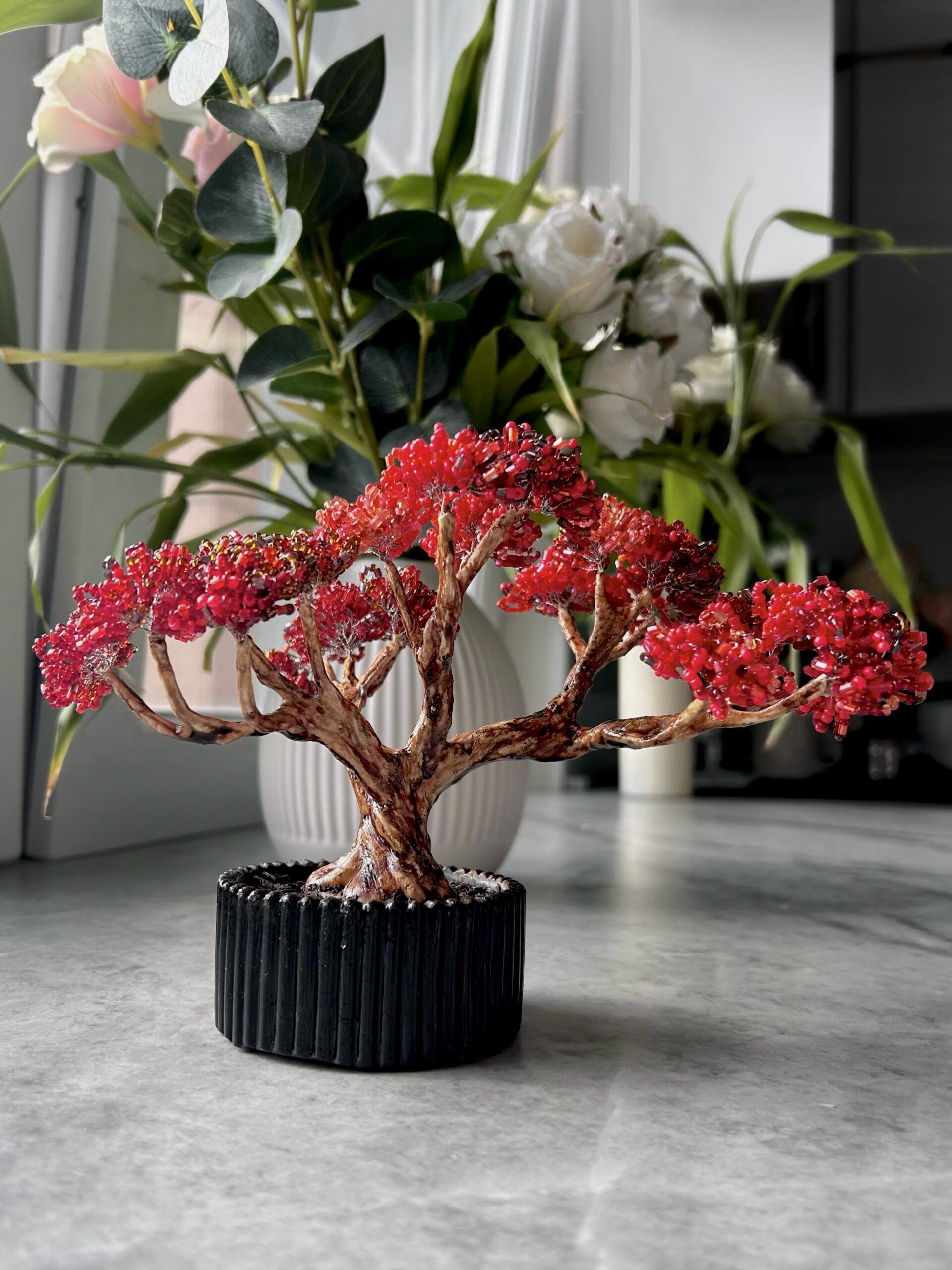 Classic Beaded Bonsai • S • Crimson