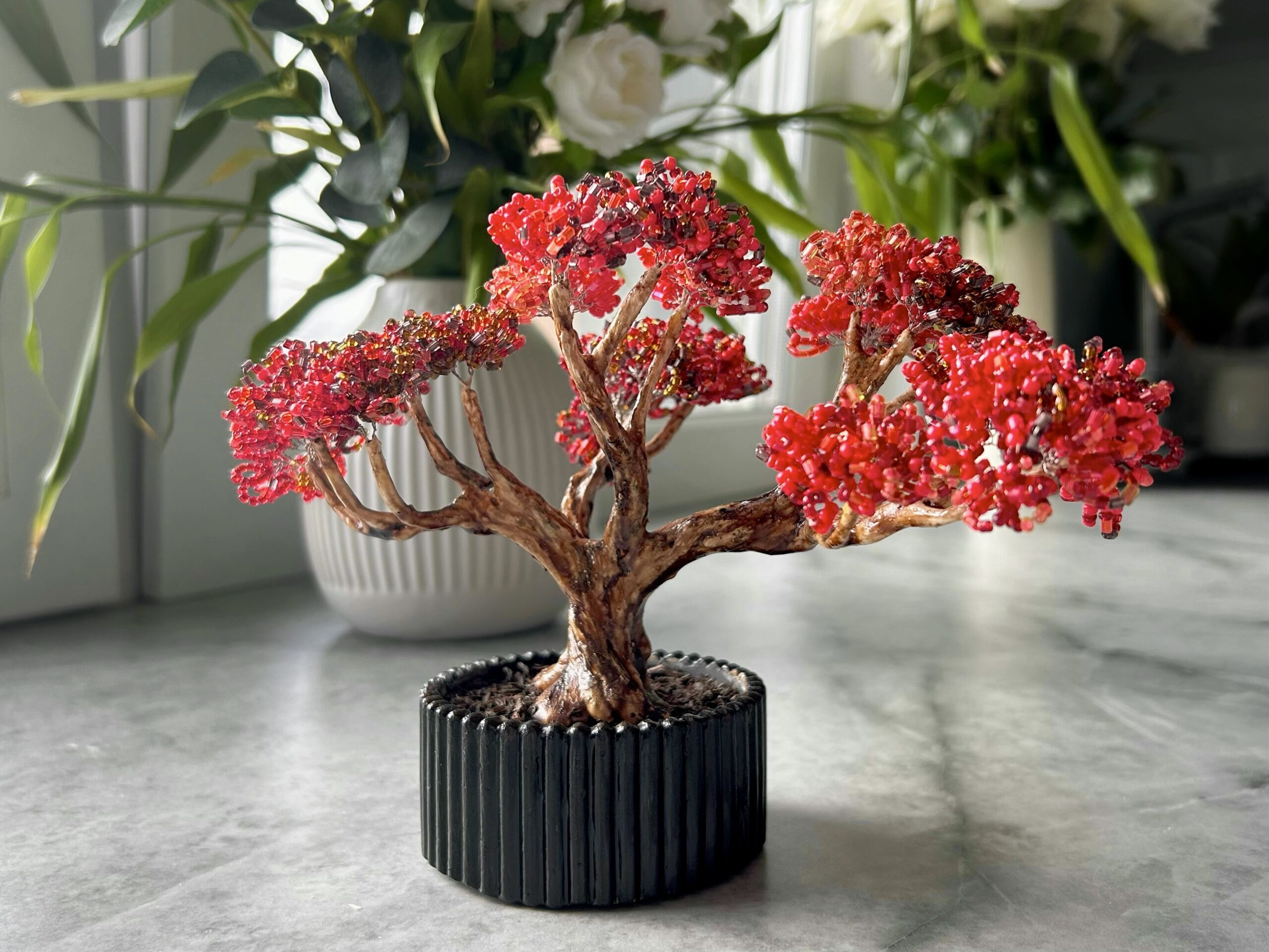 Classic Beaded Bonsai • S • Crimson