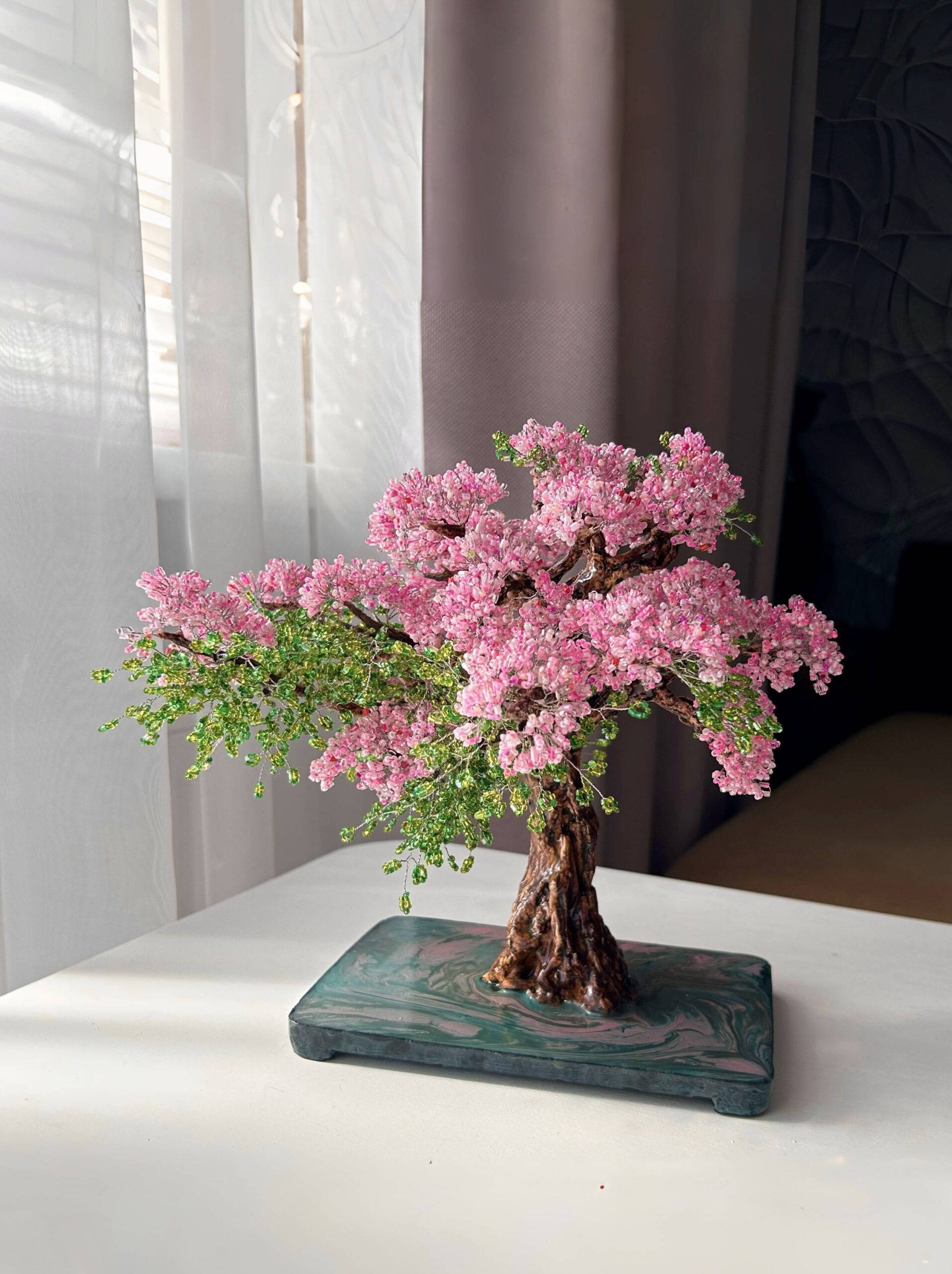 Cherry Blossom Beaded Tree • M • Blush & Emerald
